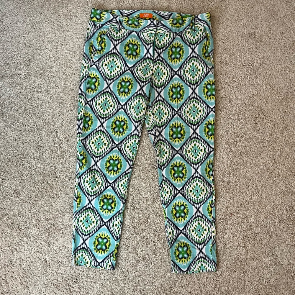 Joe Fresh Cropped Summer Cotton Print Pants Trousers Women’s Size 12